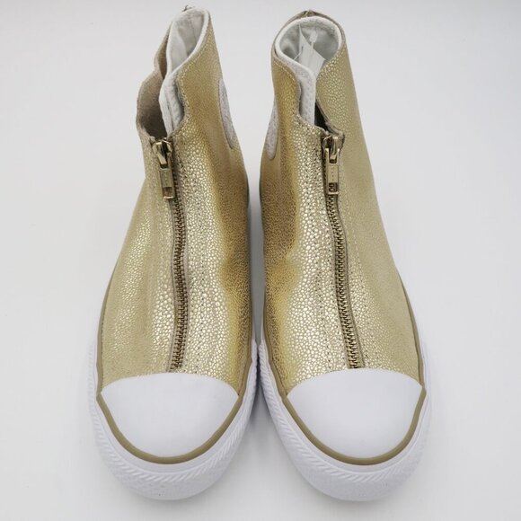 Converse CTAS Classic Shroud Hi Gold Metallic Pebble Grain Leather 9M NIB - Picture 1 of 16